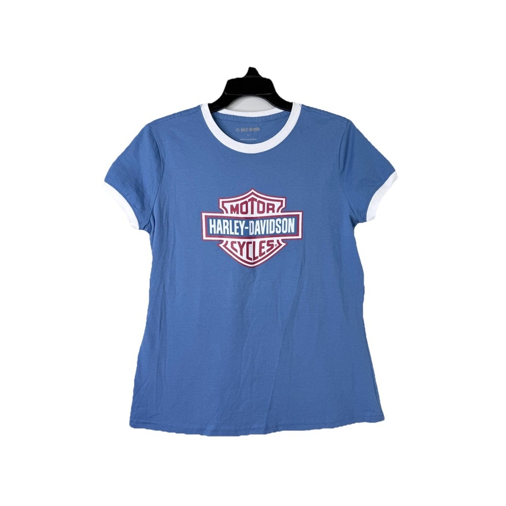 Harley Davidson Ringer Tee Shirt Women's Small Bar And Shield Hd Motorcycles